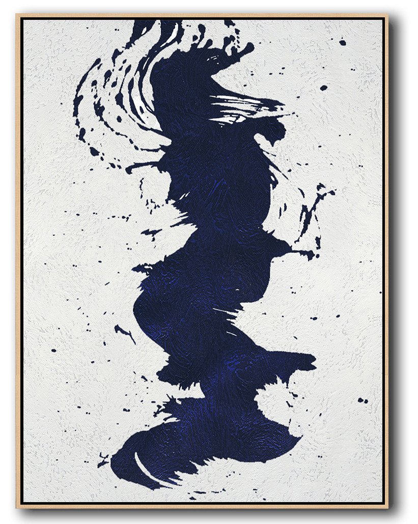 Buy Hand Painted Navy Blue Abstract Painting Online - Cheap Paintings For Sale Huge